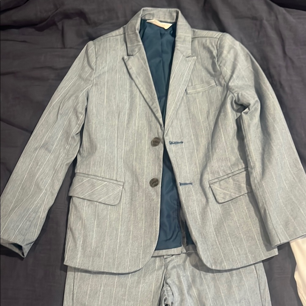 Blue denim Textured Suit with Teal Lining